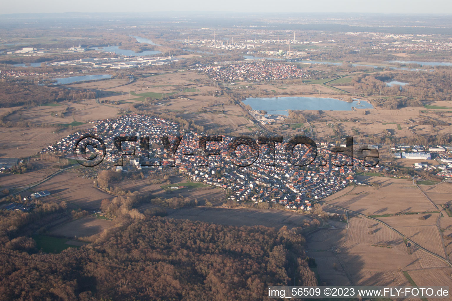 Vue oblique de Hagenbach dans le département Rhénanie-Palatinat, Allemagne