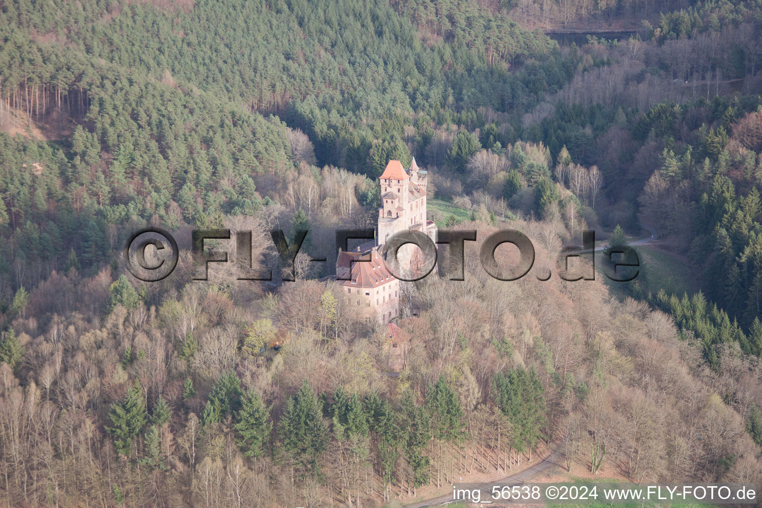 Vue d'oiseau de Erlenbach bei Dahn dans le département Rhénanie-Palatinat, Allemagne