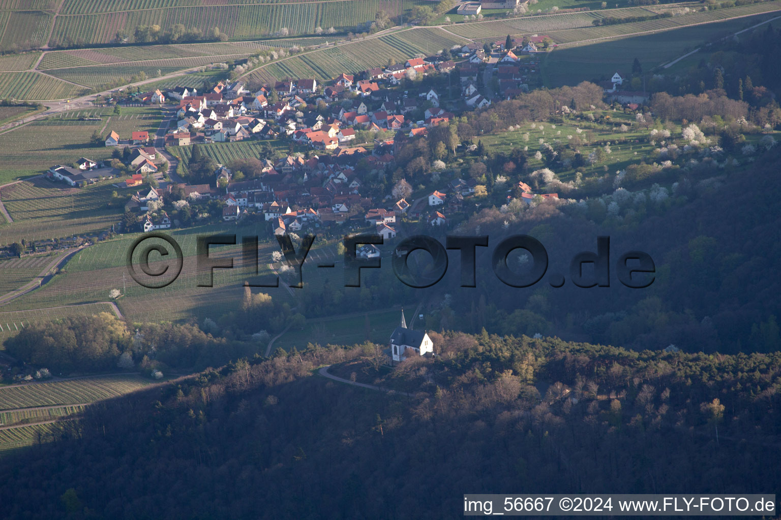 Vue oblique de Chapelle Anne à Burrweiler dans le département Rhénanie-Palatinat, Allemagne