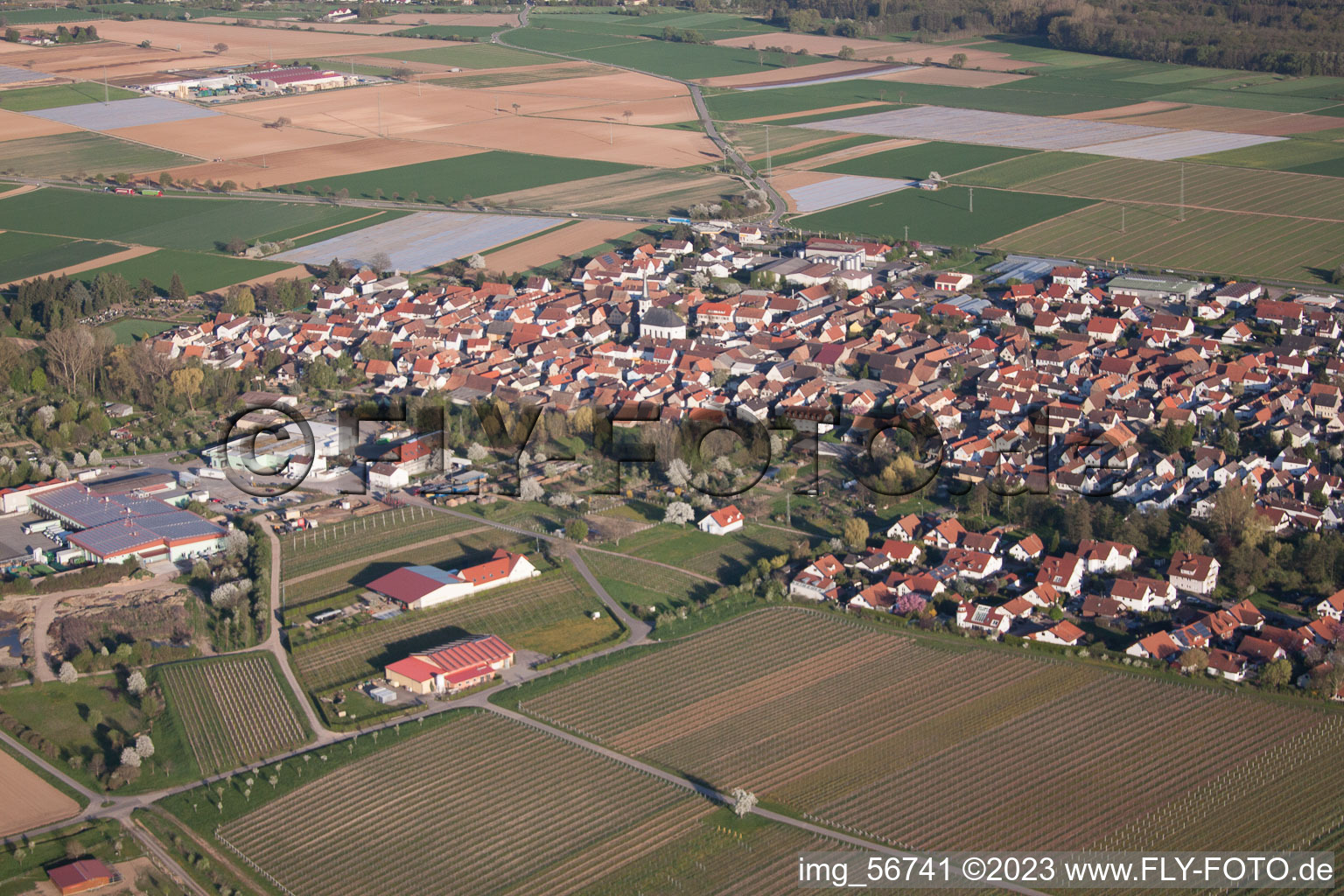 Vue aérienne de Hochstadt dans le département Rhénanie-Palatinat, Allemagne