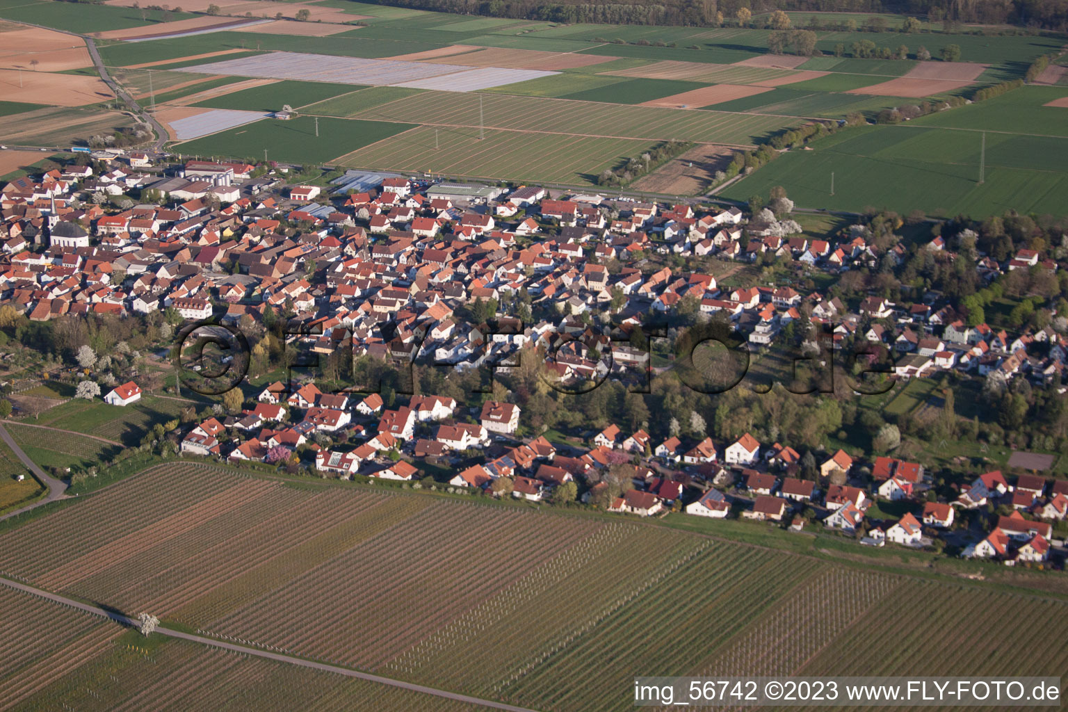 Photographie aérienne de Hochstadt dans le département Rhénanie-Palatinat, Allemagne