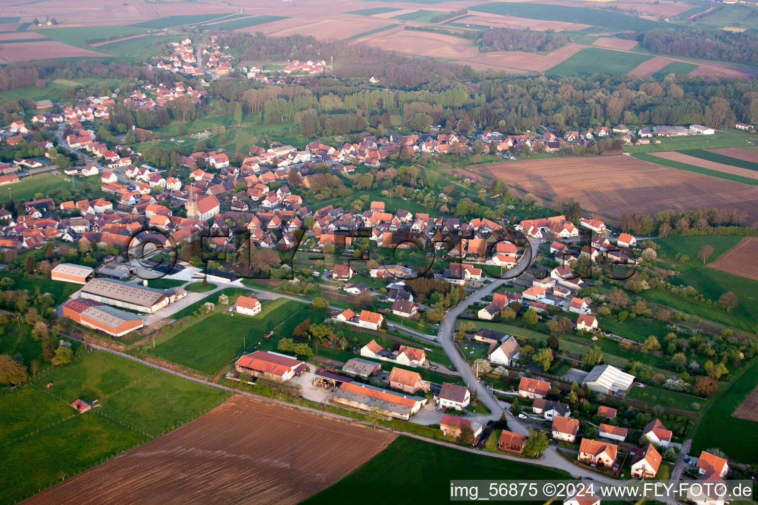 Image drone de Riedseltz dans le département Bas Rhin, France