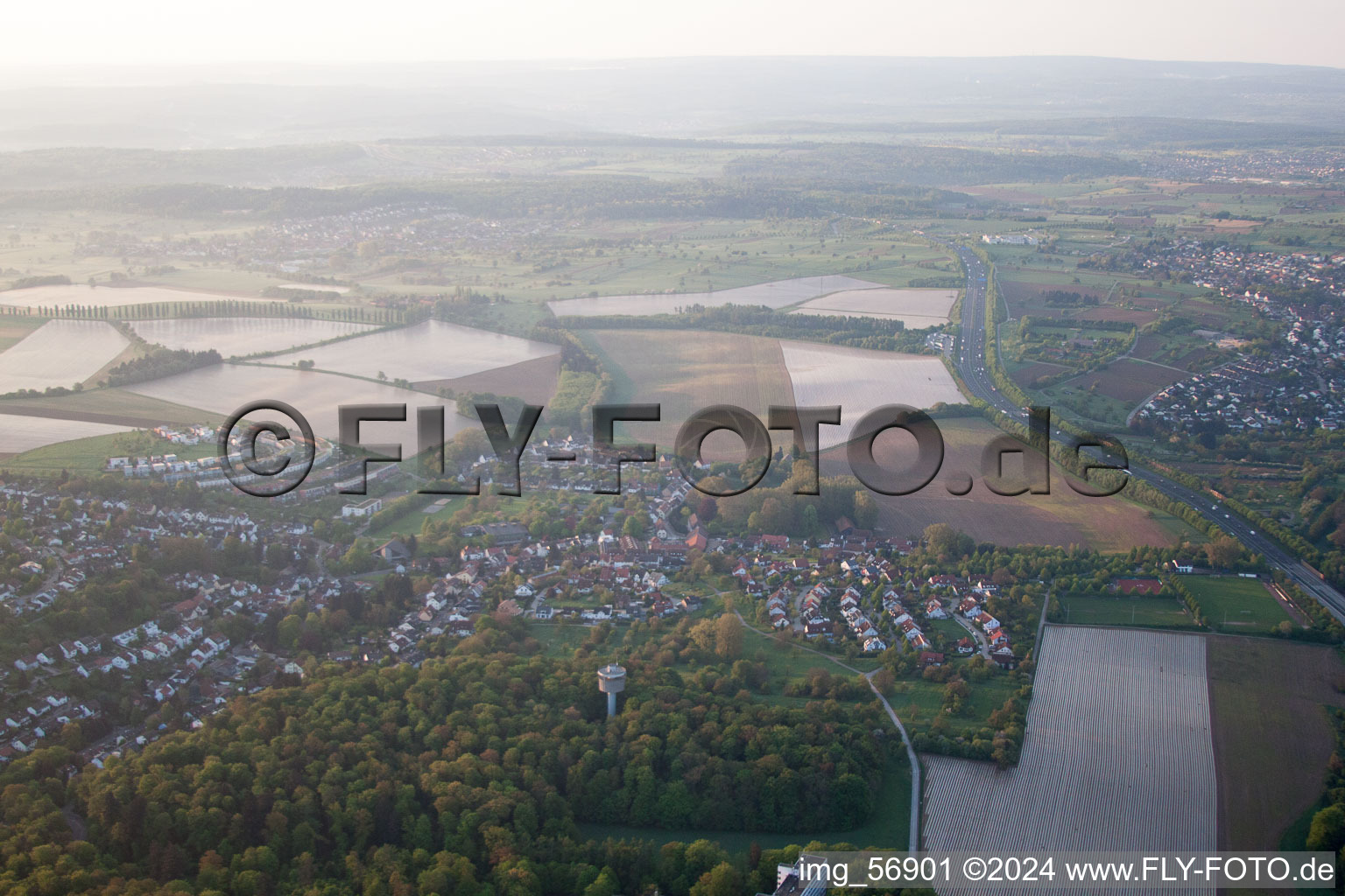 Vue oblique de Quartier Hohenwettersbach in Karlsruhe dans le département Bade-Wurtemberg, Allemagne