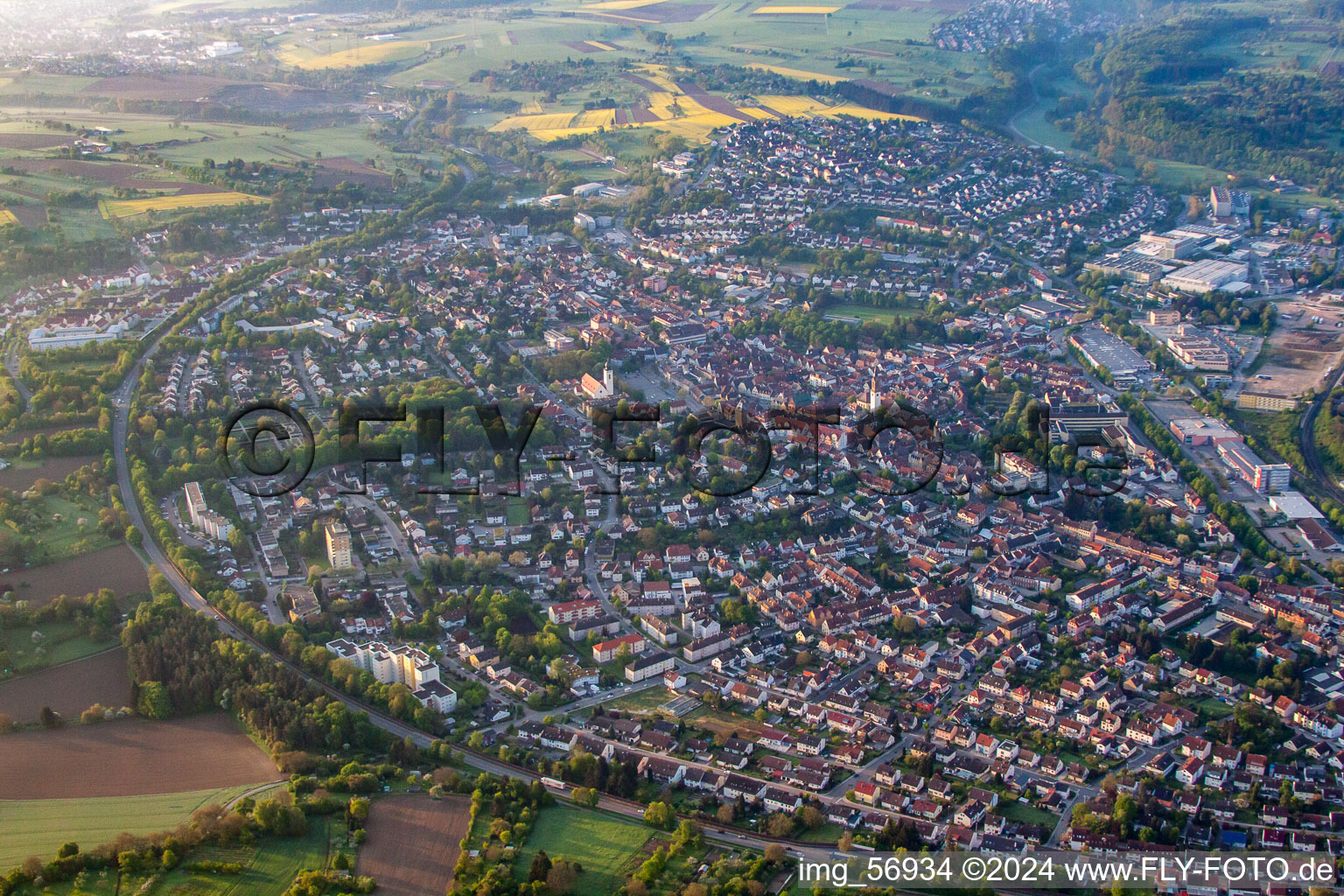 Vue aérienne de De l'ouest à Bretten dans le département Bade-Wurtemberg, Allemagne