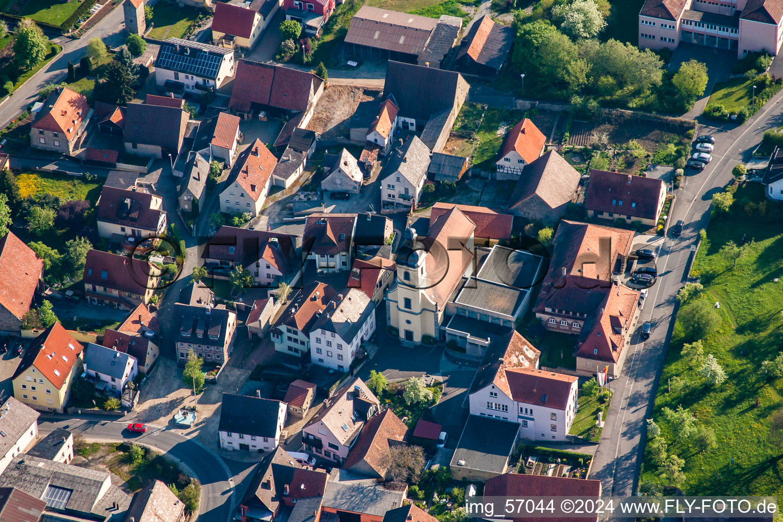 Photographie aérienne de Champs agricoles et surfaces utilisables à Kleinrinderfeld dans le département Bavière, Allemagne