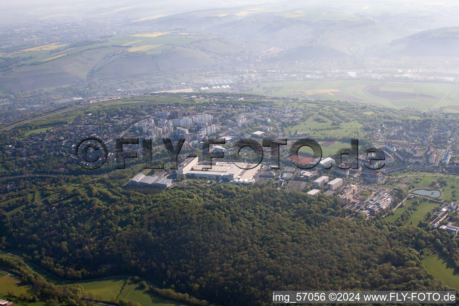 Vue oblique de Würzburg dans le département Bavière, Allemagne