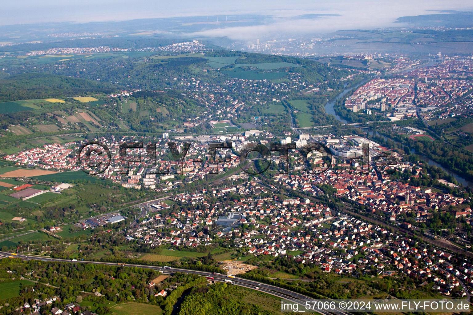 Vue d'oiseau de Würzburg dans le département Bavière, Allemagne