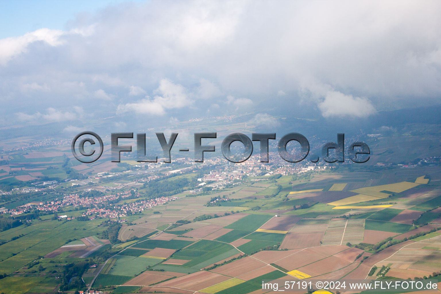 Vue d'oiseau de Wissembourg dans le département Bas Rhin, France