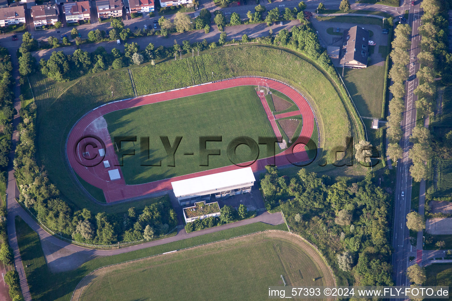 Vue aérienne de Stade d'Albgau à Ettlingen dans le département Bade-Wurtemberg, Allemagne