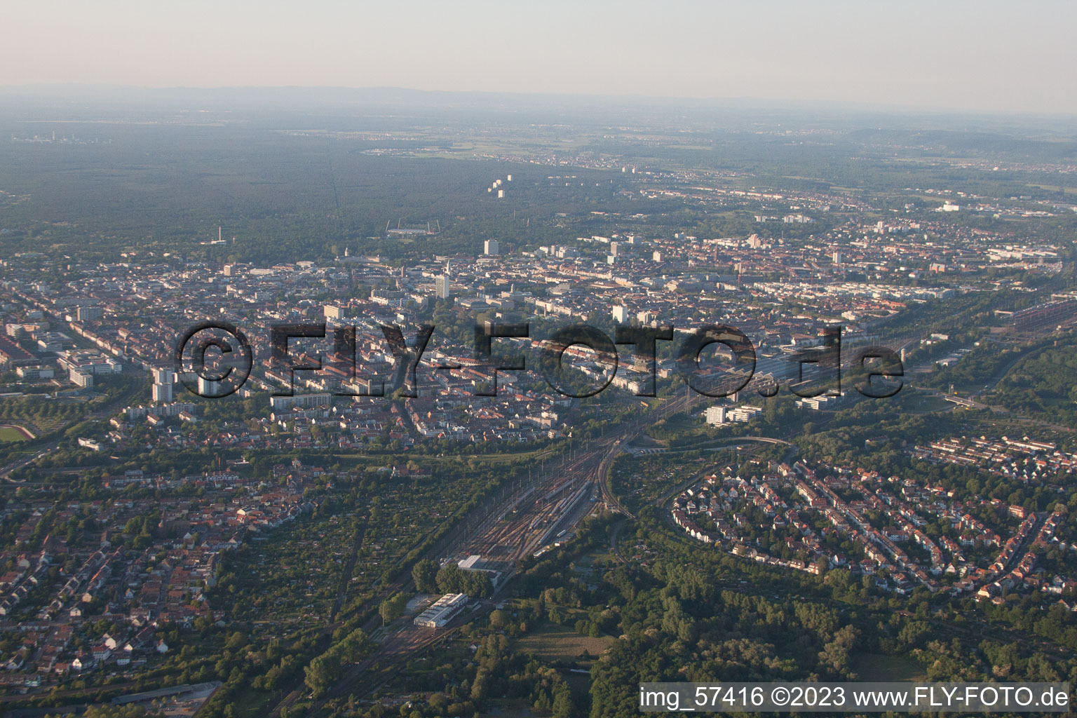 Photographie aérienne de Du sud à le quartier Weiherfeld-Dammerstock in Karlsruhe dans le département Bade-Wurtemberg, Allemagne