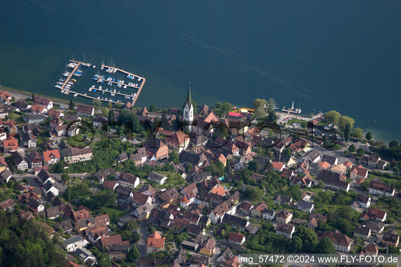 Vue aérienne de Zone riveraine de l'Obersee - Lac de Constance dans le quartier de Bodman à Sipplingen dans le département Bade-Wurtemberg, Allemagne