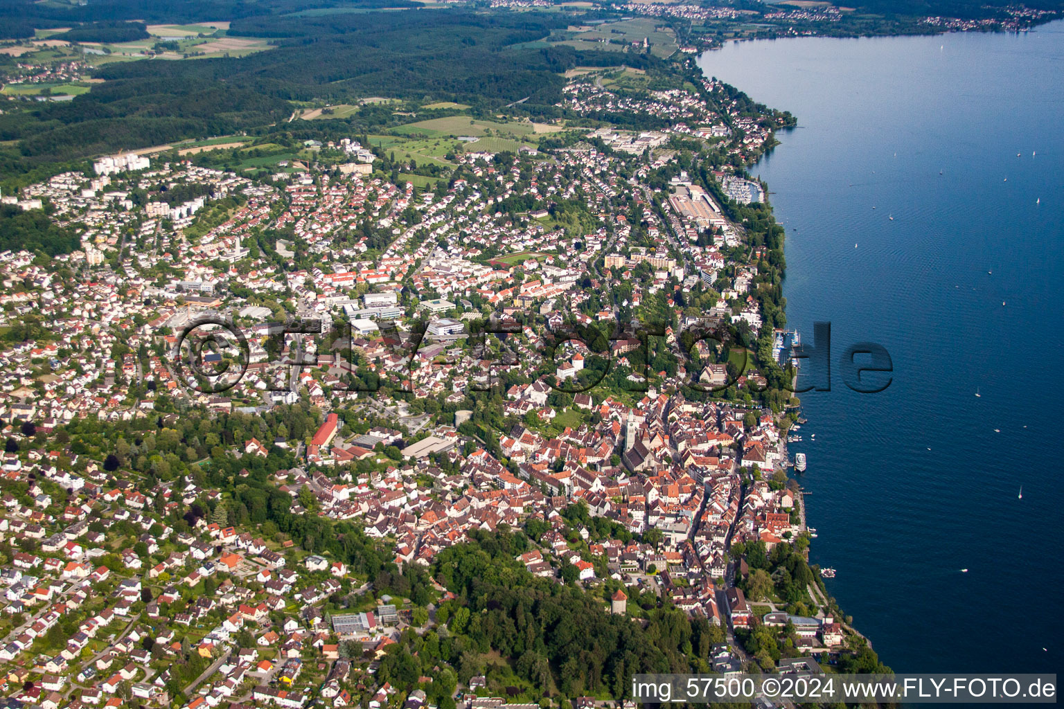 Vue aérienne de Ville Überlingen au bord du lac de Constance à Überlingen dans le département Bade-Wurtemberg, Allemagne