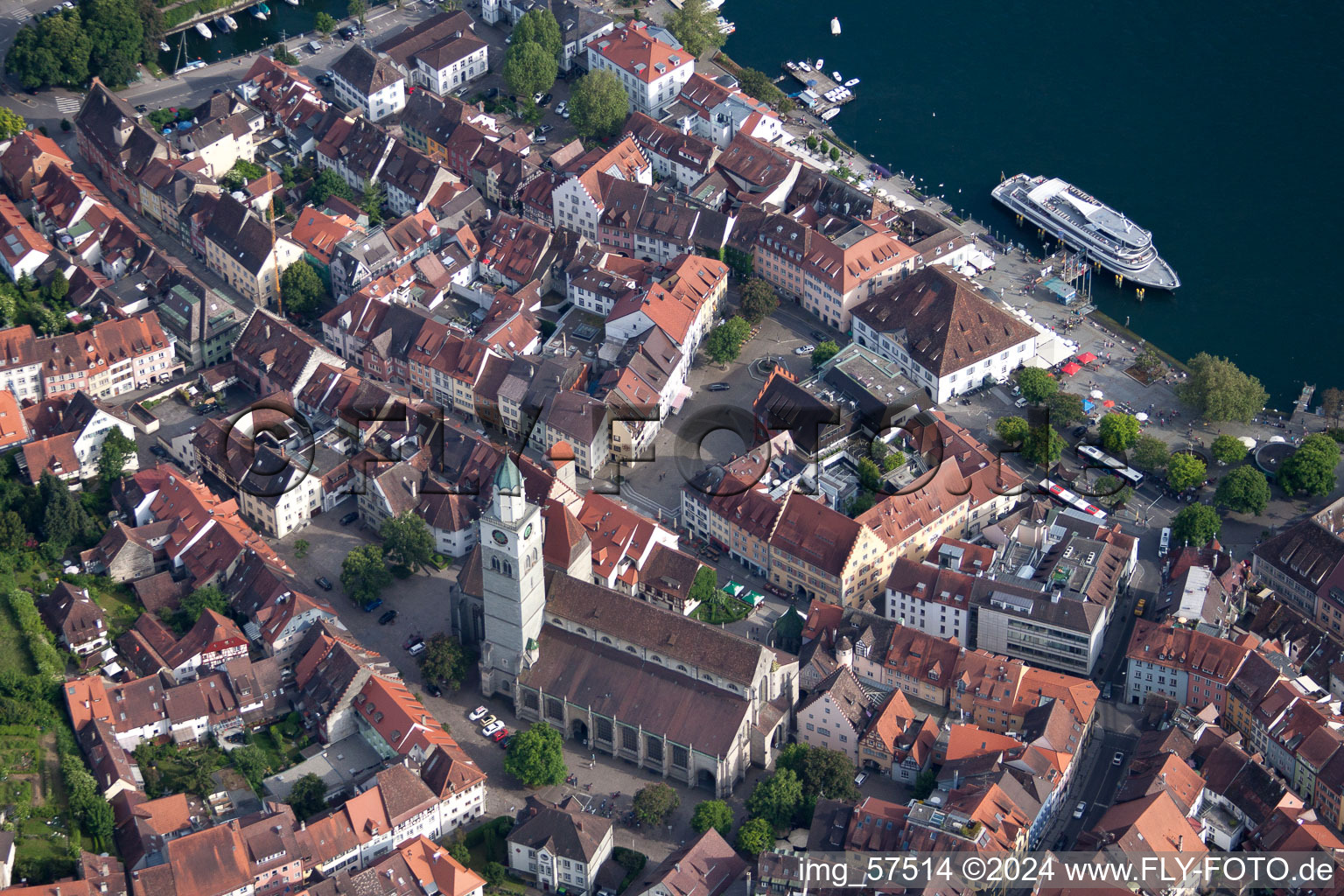 Vue aérienne de Centre-ville au centre-ville à Überlingen dans le département Bade-Wurtemberg, Allemagne