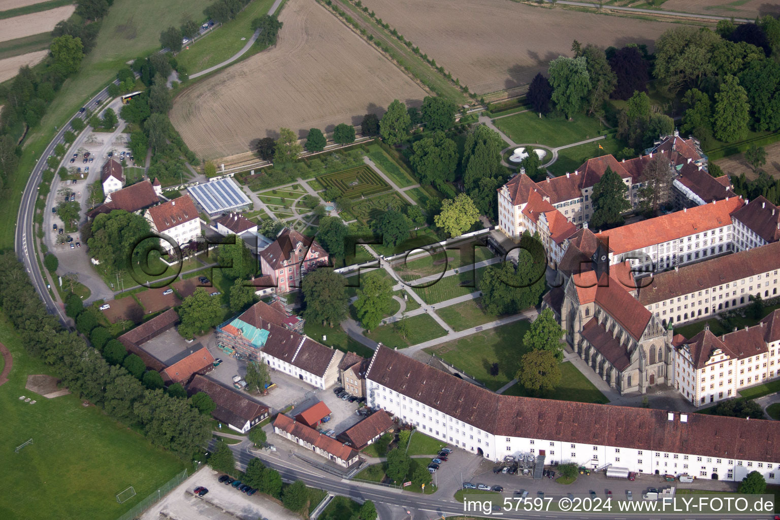 Vue aérienne de École Schloss Salem dans le quartier du château à le quartier Stefansfeld in Salem dans le département Bade-Wurtemberg, Allemagne