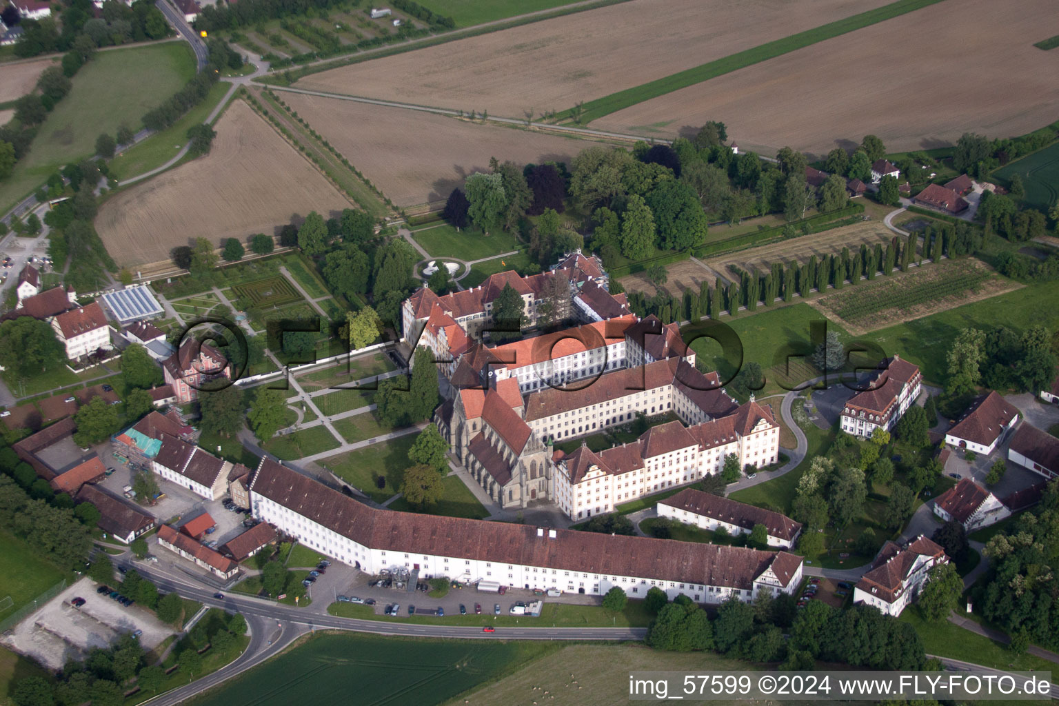 Vue aérienne de École Schloss Salem dans le quartier du château à le quartier Stefansfeld in Salem dans le département Bade-Wurtemberg, Allemagne