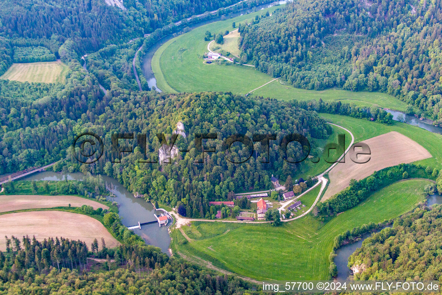 Vue aérienne de Percée du Danube à Beuron dans le département Bade-Wurtemberg, Allemagne