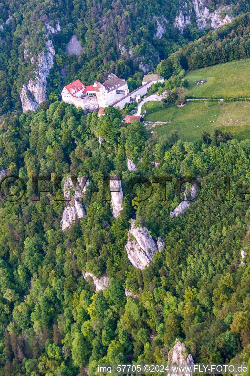 Vue oblique de Percée du Danube à Leibertingen dans le département Bade-Wurtemberg, Allemagne