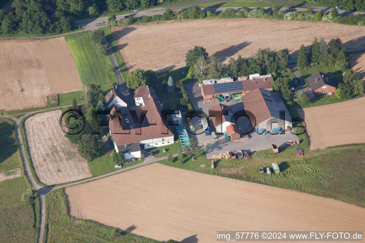 Vue oblique de Thomashof à le quartier Durlach in Karlsruhe dans le département Bade-Wurtemberg, Allemagne