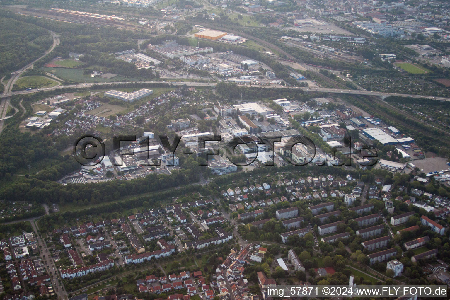 Vue oblique de Quartier Durlach in Karlsruhe dans le département Bade-Wurtemberg, Allemagne