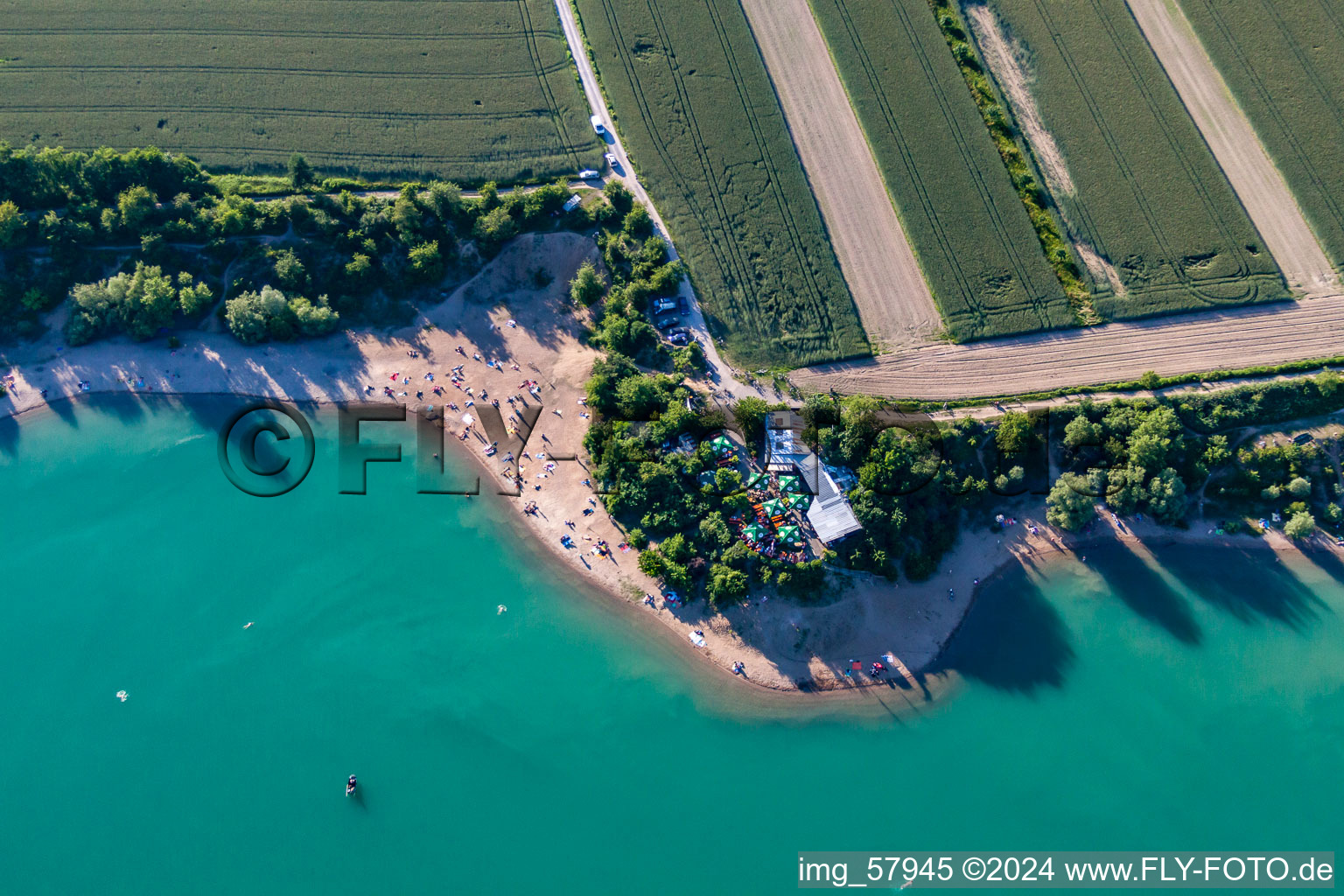 Photographie aérienne de Karlsruhe-Rheinstetten, Lac Epple à le quartier Silberstreifen in Rheinstetten dans le département Bade-Wurtemberg, Allemagne