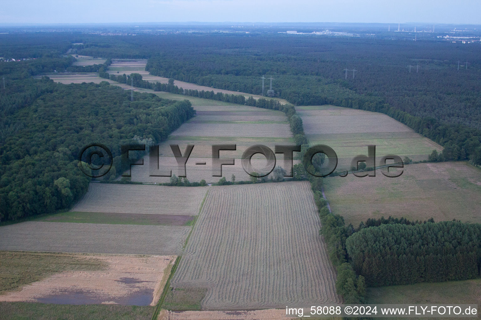 Minfeld dans le département Rhénanie-Palatinat, Allemagne du point de vue du drone