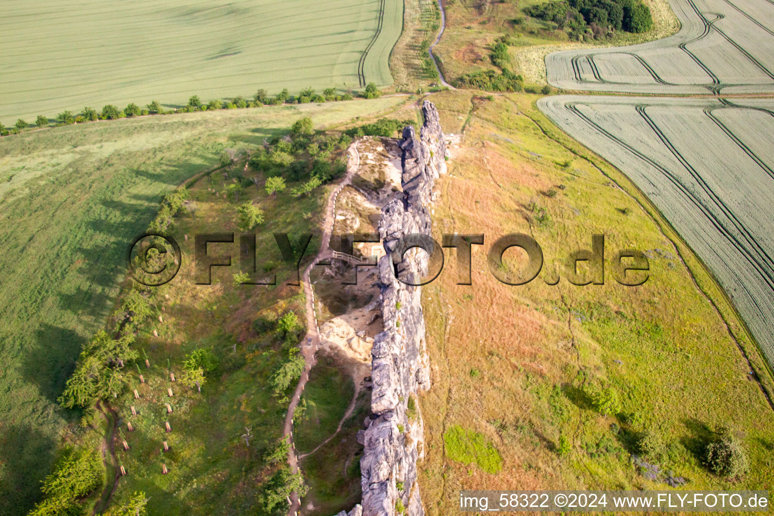 Vue oblique de Contrepierres de gangrewall à Weddersleben à le quartier Weddersleben in Thale dans le département Saxe-Anhalt, Allemagne