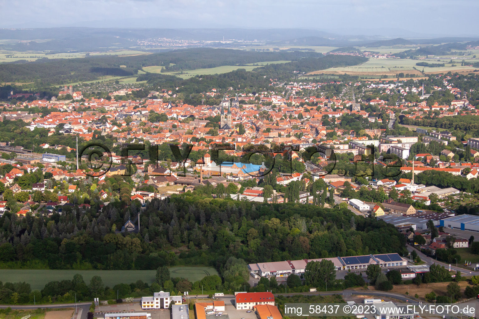 Vue oblique de Quedlinburg dans le département Saxe-Anhalt, Allemagne