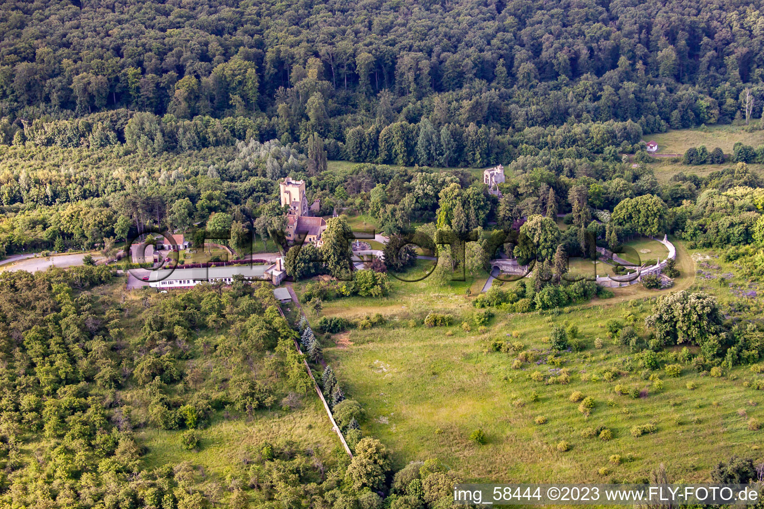 Photographie aérienne de Parc Roseburg à le quartier Rieder in Ballenstedt dans le département Saxe-Anhalt, Allemagne