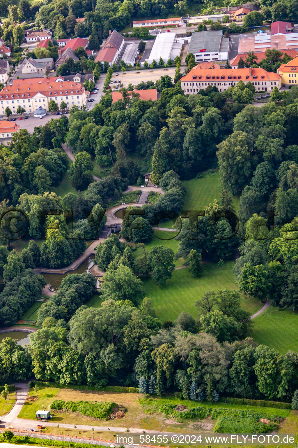 Vue aérienne de Château et parc à Ballenstedt dans le département Saxe-Anhalt, Allemagne