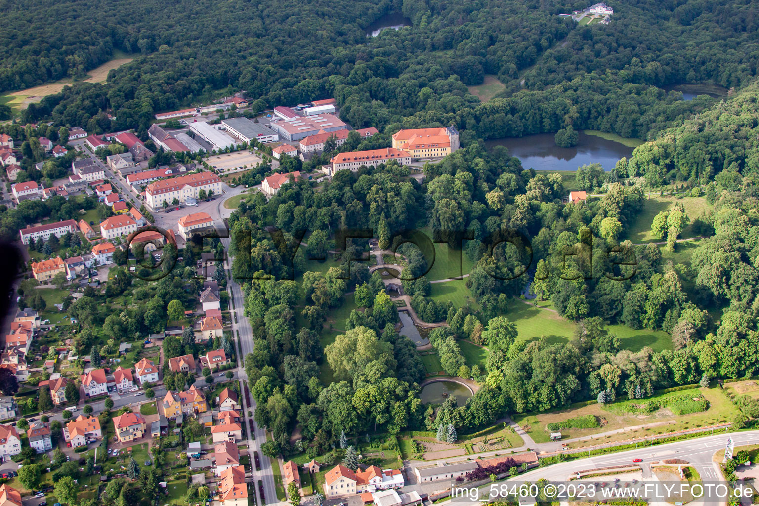 Vue aérienne de Château et parc à Ballenstedt dans le département Saxe-Anhalt, Allemagne