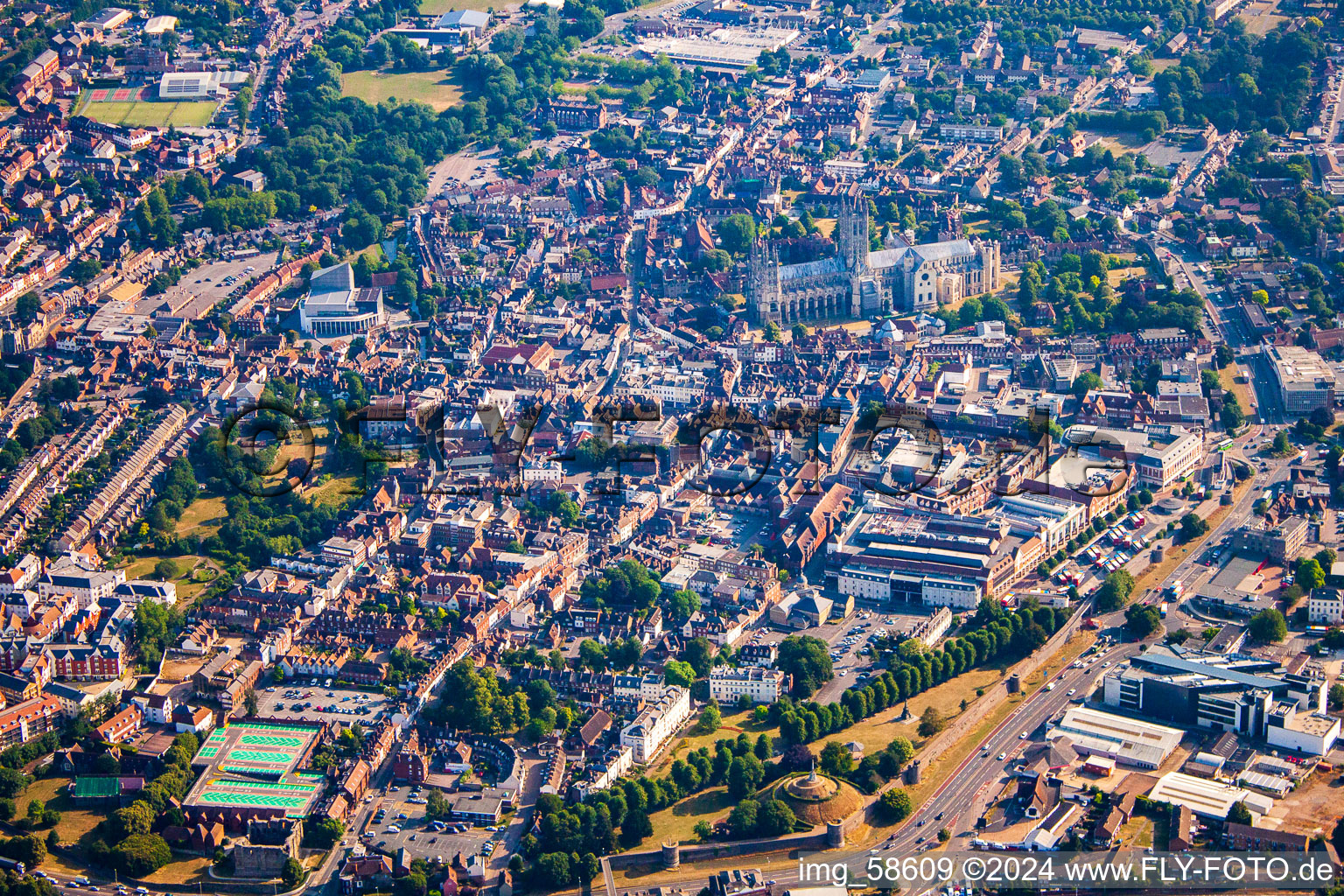 Vue oblique de Cantorbéry à Thanington dans le département Angleterre, Grande Bretagne