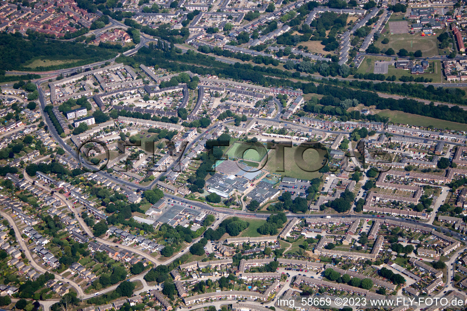 Vue aérienne de Basildon dans le département Angleterre, Grande Bretagne
