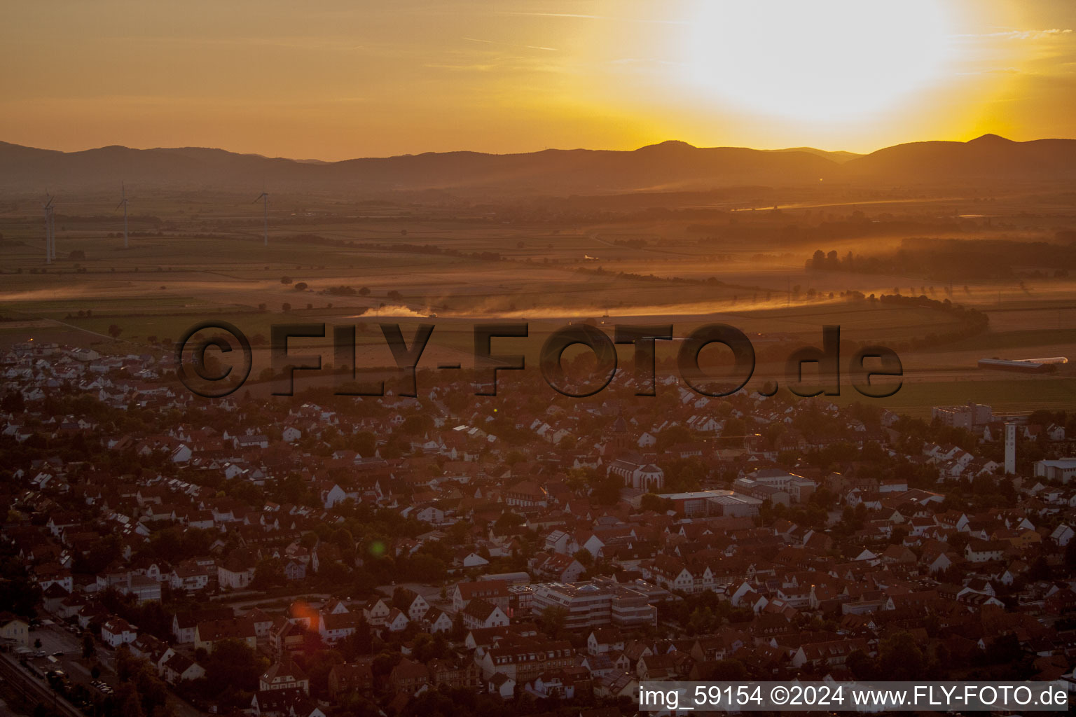 Vue d'oiseau de Kandel dans le département Rhénanie-Palatinat, Allemagne