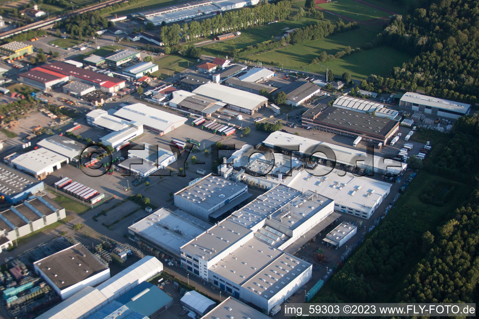Vue oblique de Zone industrielle à Appenweier dans le département Bade-Wurtemberg, Allemagne