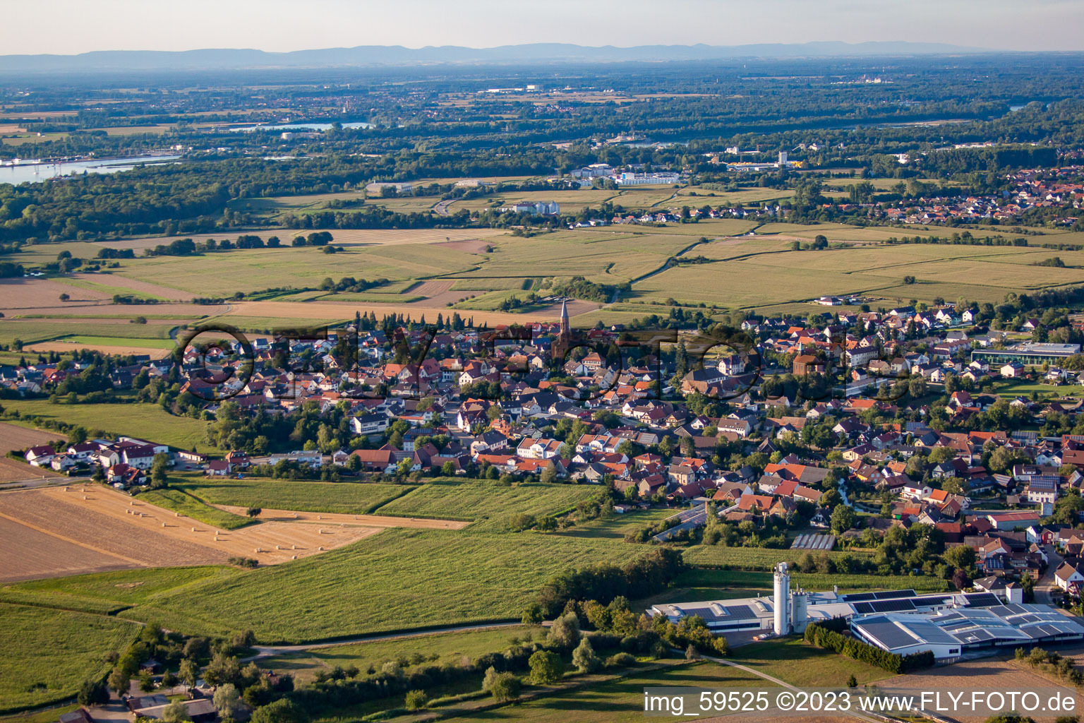 Vue aérienne de Du sud à le quartier Rheinbischofsheim in Rheinau dans le département Bade-Wurtemberg, Allemagne