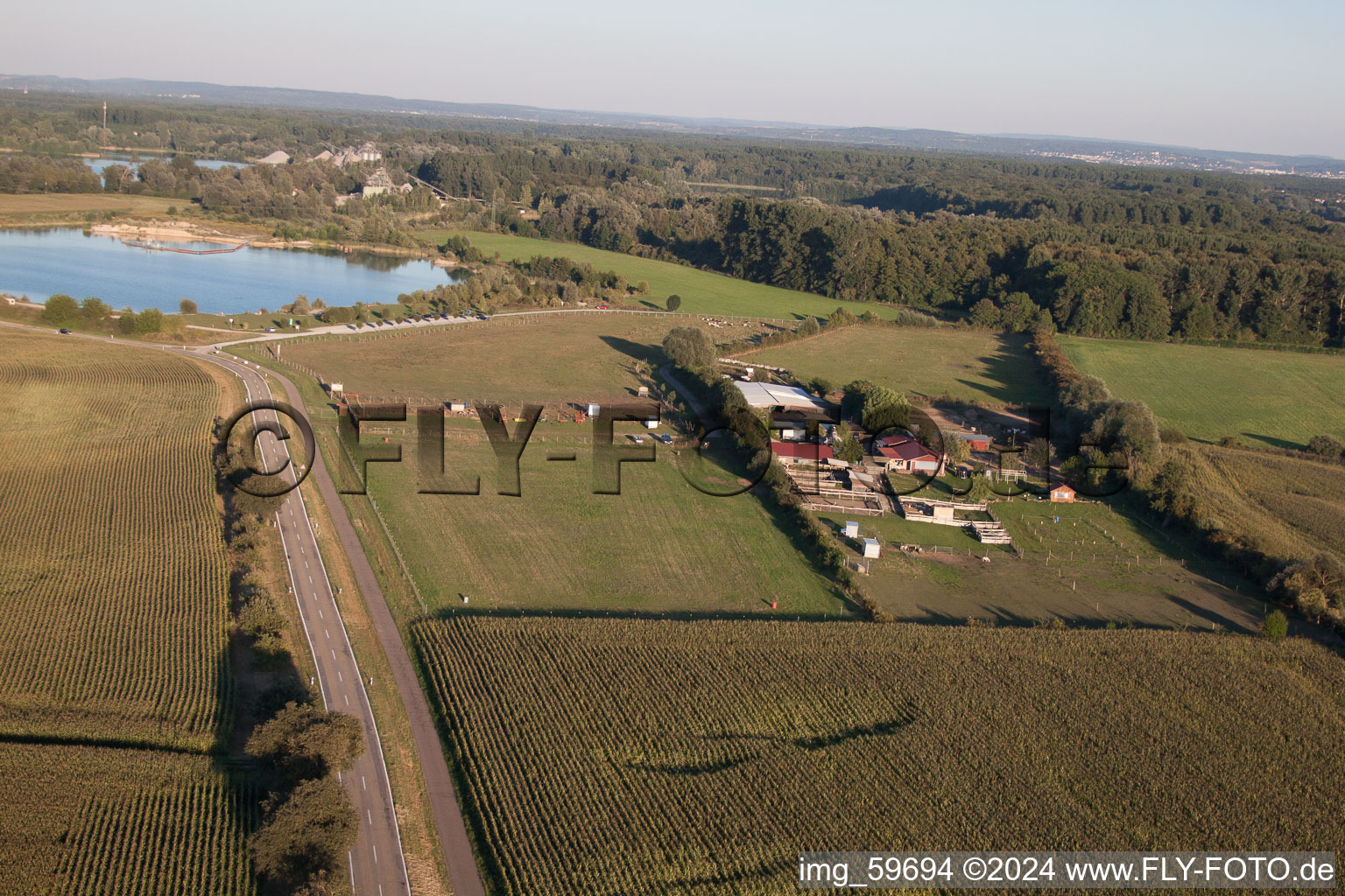 Vue aérienne de Ferme aux cigognes à le quartier Rußheim in Dettenheim dans le département Bade-Wurtemberg, Allemagne