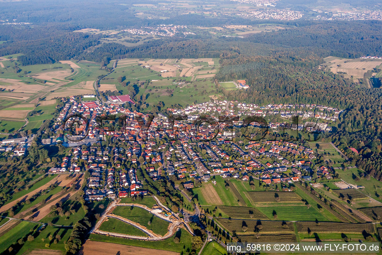 Photographie aérienne de Vue sur le village à le quartier Stupferich in Karlsruhe dans le département Bade-Wurtemberg, Allemagne