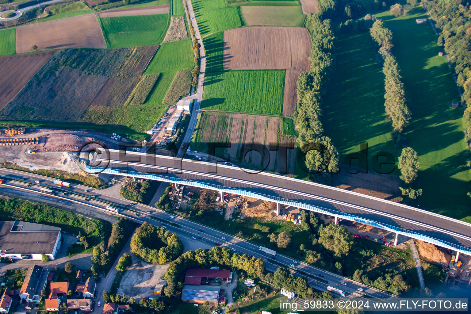 Mütschelbach, chantier A8 à le quartier Nöttingen in Remchingen dans le département Bade-Wurtemberg, Allemagne hors des airs