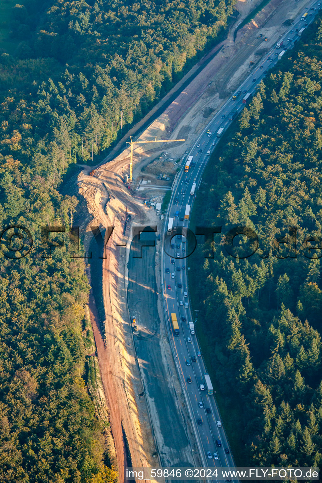 Vue aérienne de Chantier A8 à le quartier Nöttingen in Remchingen dans le département Bade-Wurtemberg, Allemagne