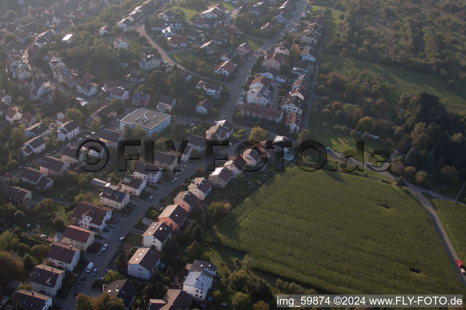 Vue d'oiseau de À Rothsberg à Ispringen dans le département Bade-Wurtemberg, Allemagne