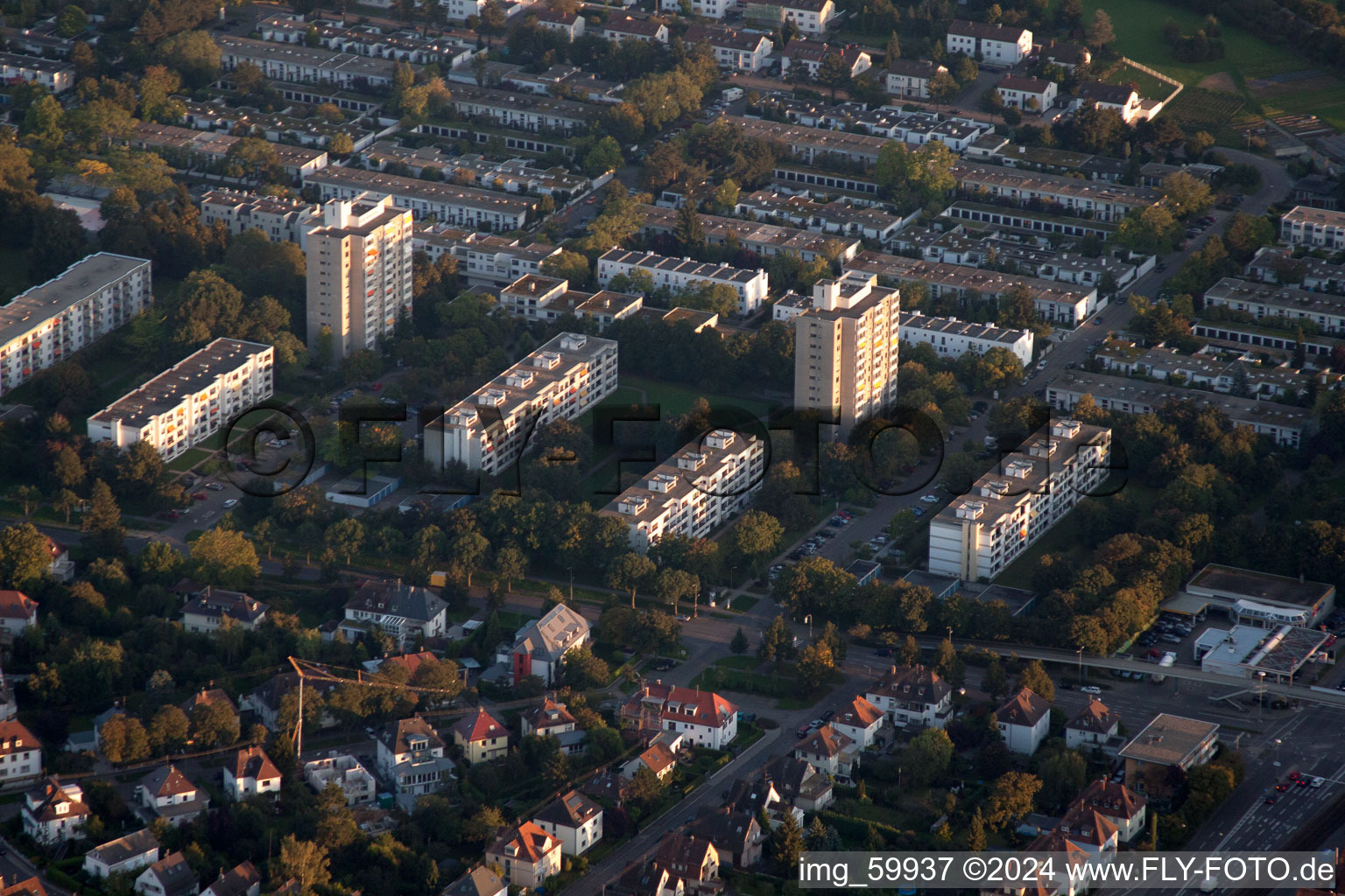 Quartier Rüppurr in Karlsruhe dans le département Bade-Wurtemberg, Allemagne vue d'en haut