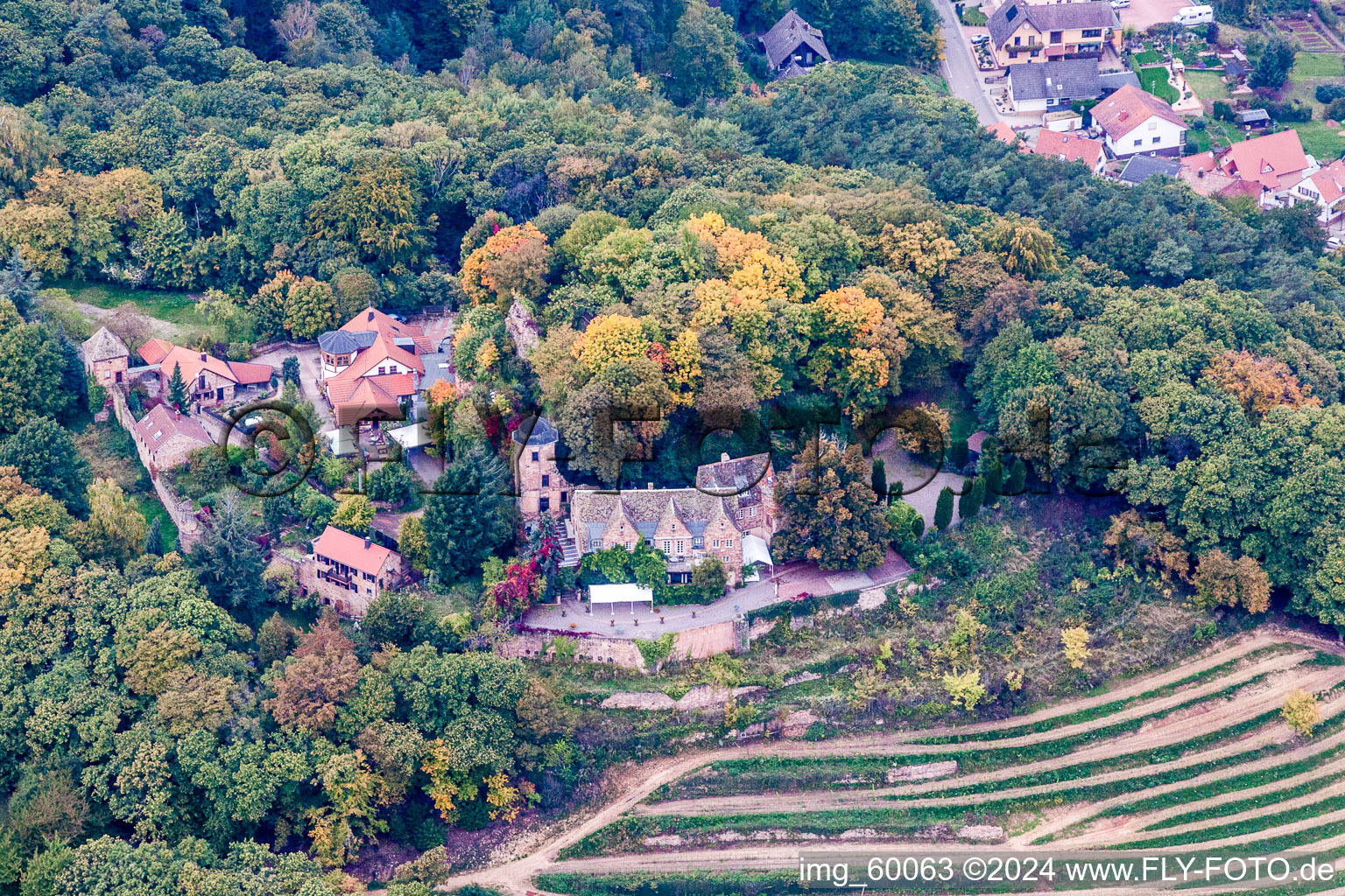 Photographie aérienne de Restaurant Château de Kropsbourg à Sankt Martin dans le département Rhénanie-Palatinat, Allemagne