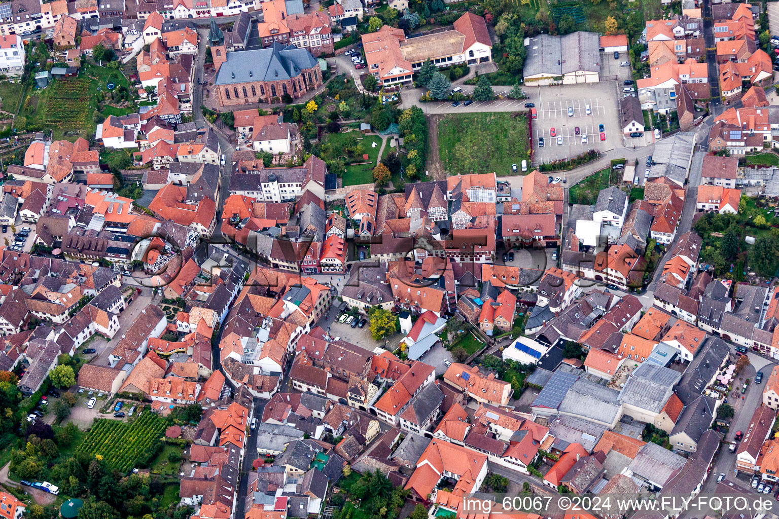 Vue aérienne de Vieille ville et centre-ville à le quartier SaintMartin in Sankt Martin dans le département Rhénanie-Palatinat, Allemagne