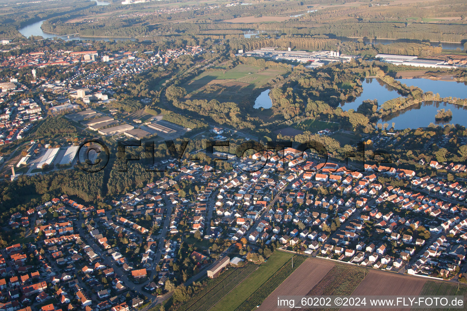 Vue oblique de Germersheim dans le département Rhénanie-Palatinat, Allemagne