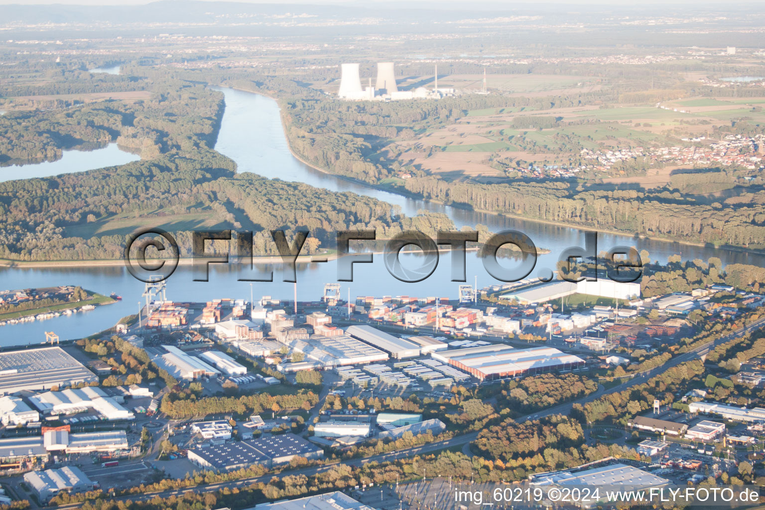 Vue oblique de Germersheim dans le département Rhénanie-Palatinat, Allemagne