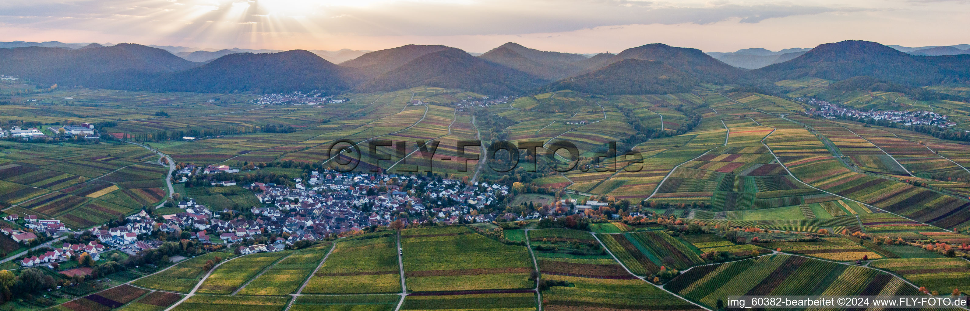 Vue aérienne de Panorama à le quartier Ilbesheim in Ilbesheim bei Landau in der Pfalz dans le département Rhénanie-Palatinat, Allemagne