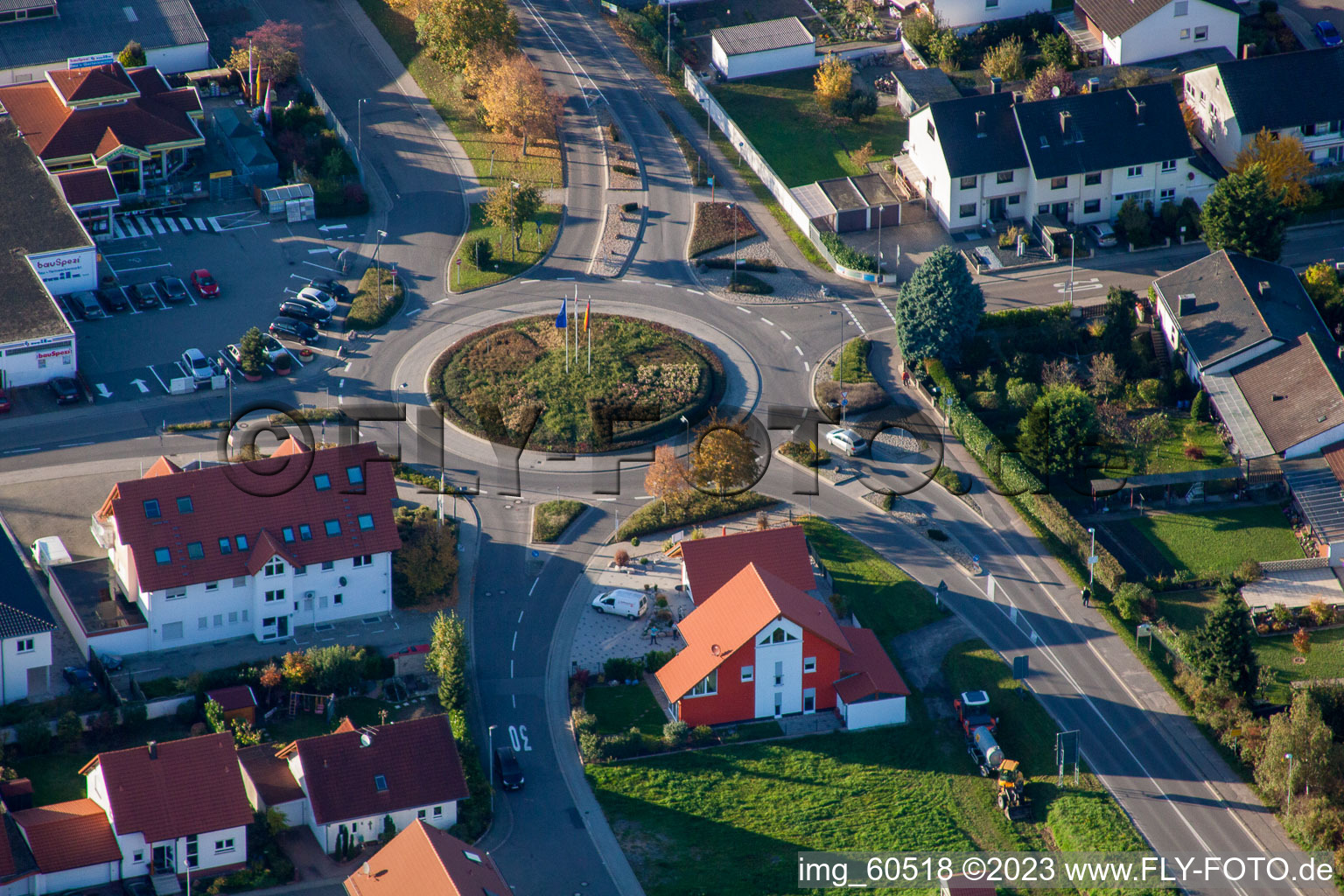 Vue aérienne de La toupie à Rülzheim dans le département Rhénanie-Palatinat, Allemagne