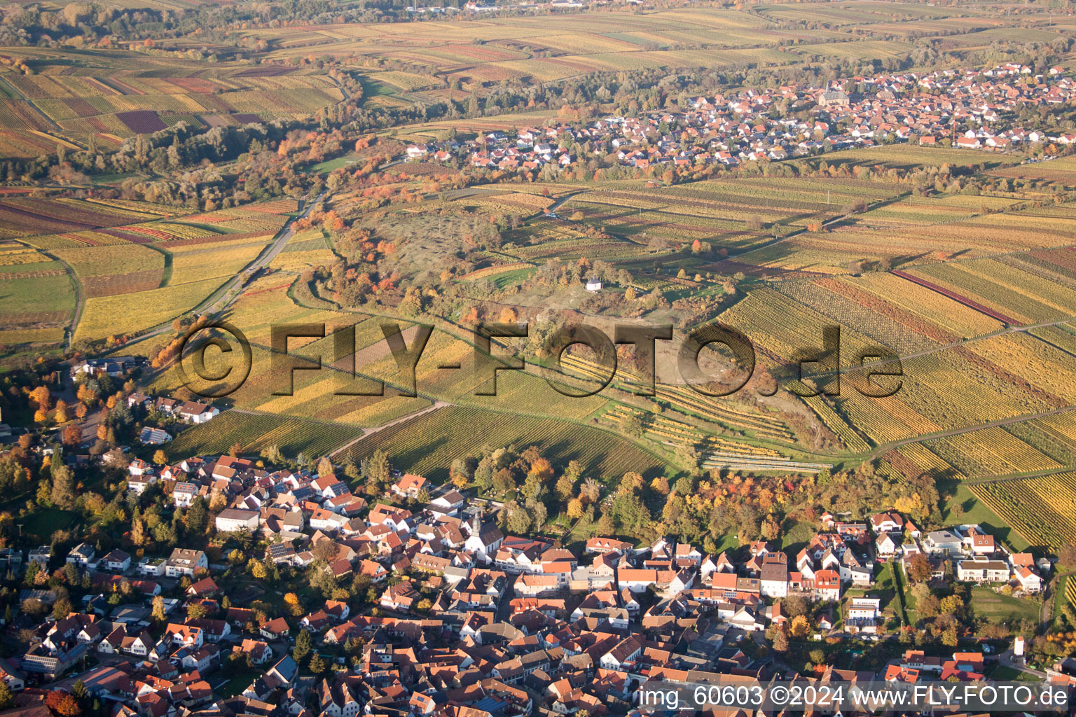 Petit kalmit à Ilbesheim bei Landau in der Pfalz dans le département Rhénanie-Palatinat, Allemagne du point de vue du drone