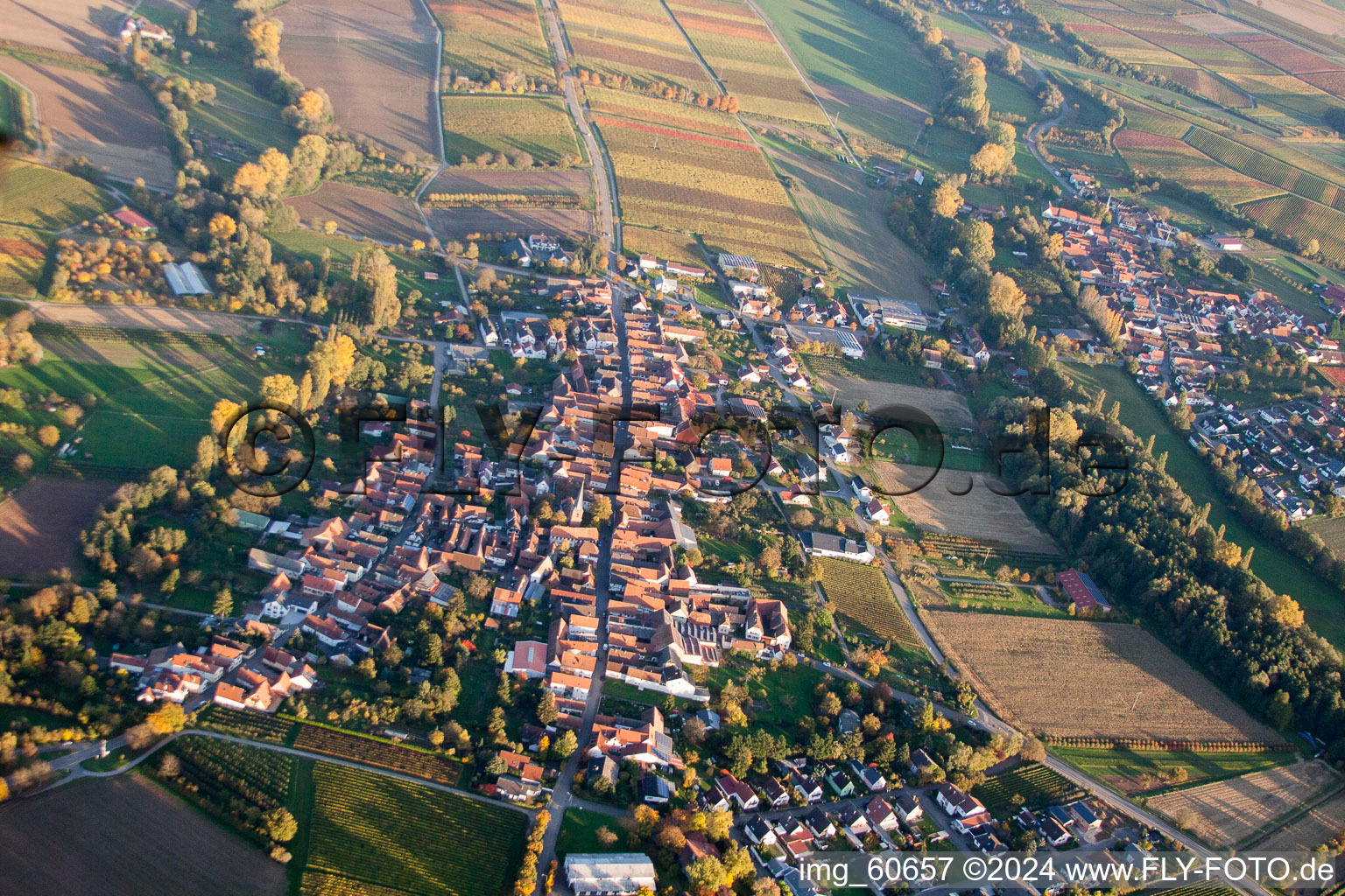 Quartier Heuchelheim in Heuchelheim-Klingen dans le département Rhénanie-Palatinat, Allemagne vue d'en haut