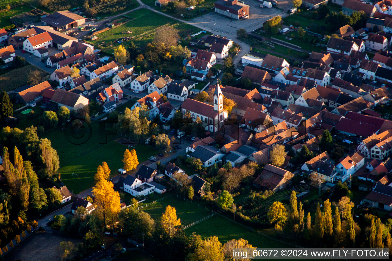 Quartier Billigheim in Billigheim-Ingenheim dans le département Rhénanie-Palatinat, Allemagne vu d'un drone